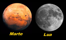 Duas luas em agosto, Marte do tamanho da Lua.