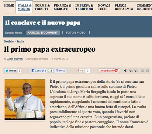 Reprodução do jornal Sole24ore