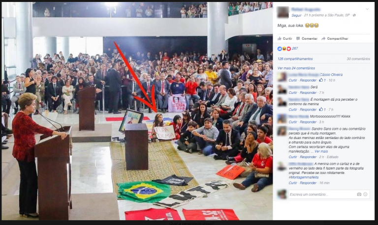 Convidada levou um cartaz escrito “Fora Dilma” para o Planalto?