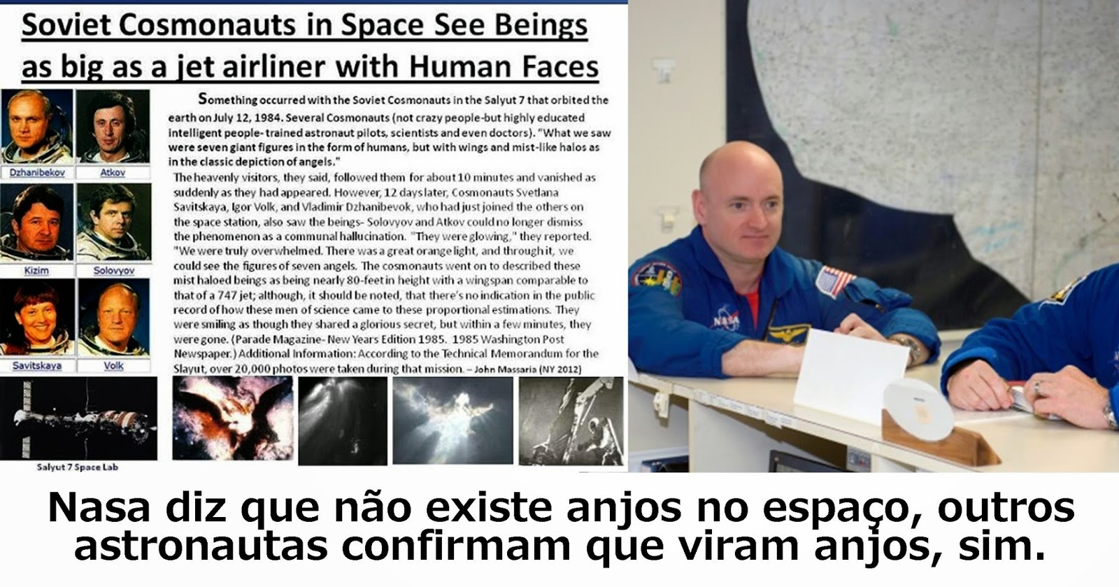 Astronauta Mark Kelly teria visto anjos no espaço! Será verdade? (foto: Reprodução/Facebook) 