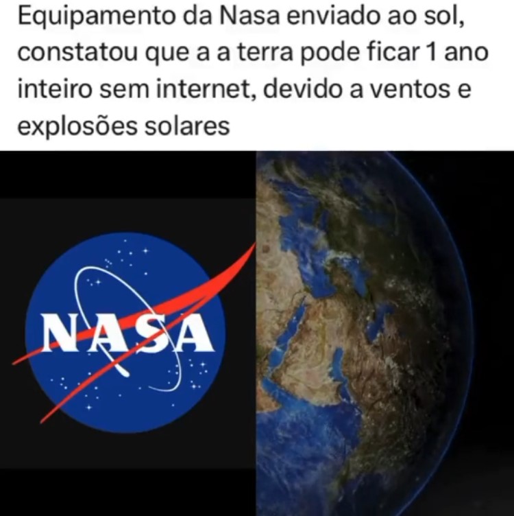 A NASA alertou que uma tempestade solar vai deixar a Terra sem internet por um ano?