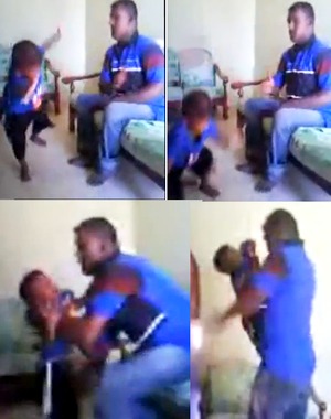 Frames do vídeo que mostra um homem espancando uma criança! (foto: Reprodução/Facebook)