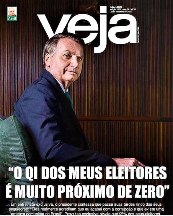 Capa da Veja mostrou Bolsonaro dizendo que seus eleitores têm QI próximo de zero?