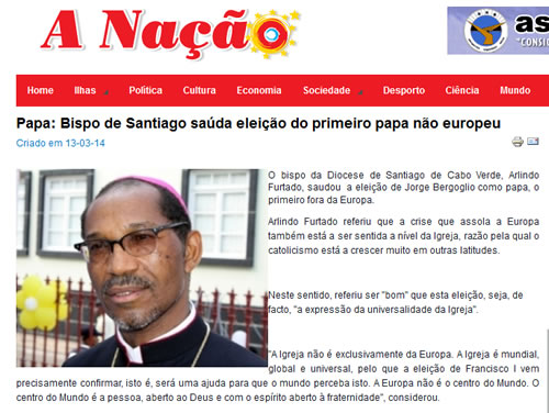 Reprodução da manchete do site português "A Nação"
