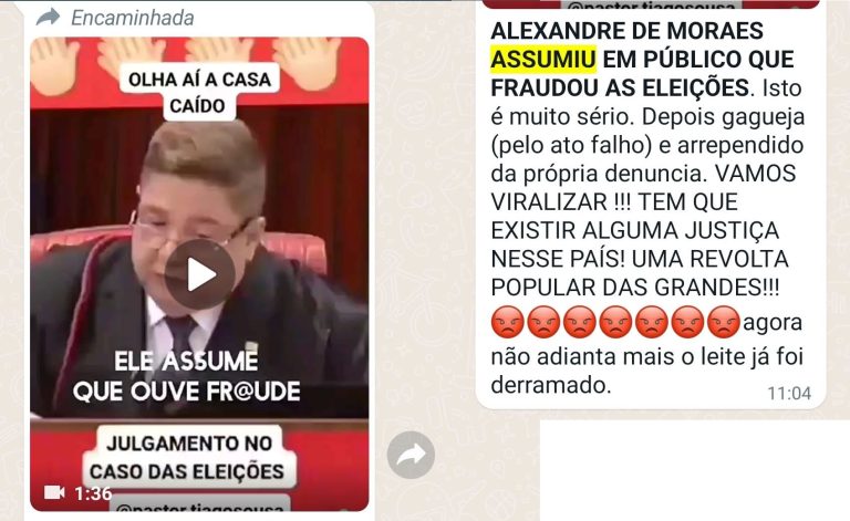 Alexandre de Moraes assumiu em público que houve fraude nas eleições?