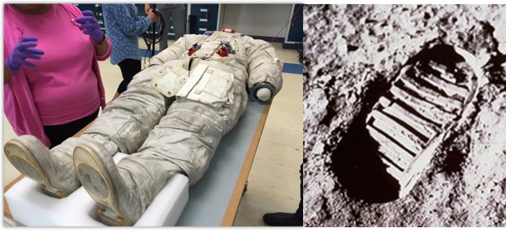 Bota de astronauta estaria denunciando toda a farsa da ida do Homem à Lua! Será verdade? (foto: reprodução/Facebook)