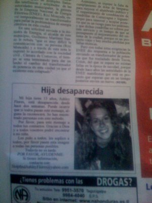 Busca Ashley Flores em um jornal de Honduras!