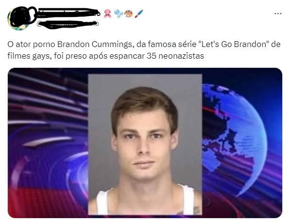 O ator de filmes adultos Brandon Cummings foi preso após espancar 35 neonazistas?