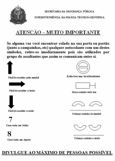 Ladrões marcam as casas com adesivos para facilitar assalto!