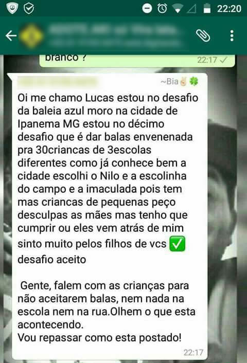 Projeto Baleia Branca - DESAFIO ACEITO! Esse projeto baseia-se em um jogo  banal que ganhou fama nas últimas semanas no Brasil, chamado Baleia Azul,  que trata-se de 50 desafios como a auto