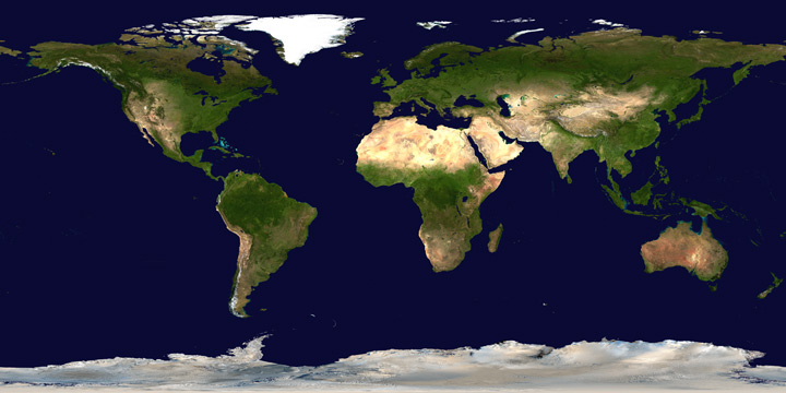 Imagem com a compilação de várias fotos da Terra - Robert Simmon, NASA