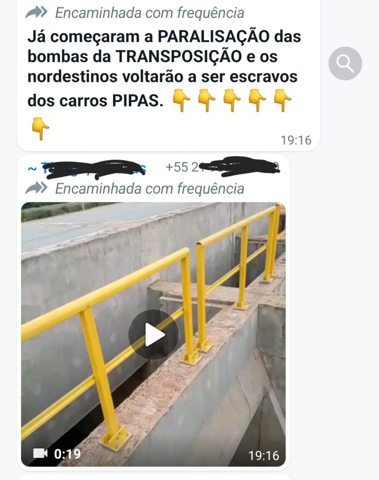 O governo mandou fechar as bombas da transposição do rio São Francisco?