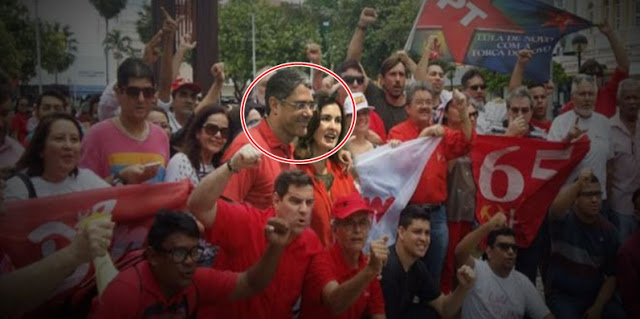 Willian Bonner e Fátima Bernardes em meio à manifestantes a favor de Dilma Rousseff! Será verdade? (foto: Reprodução/Facebook)