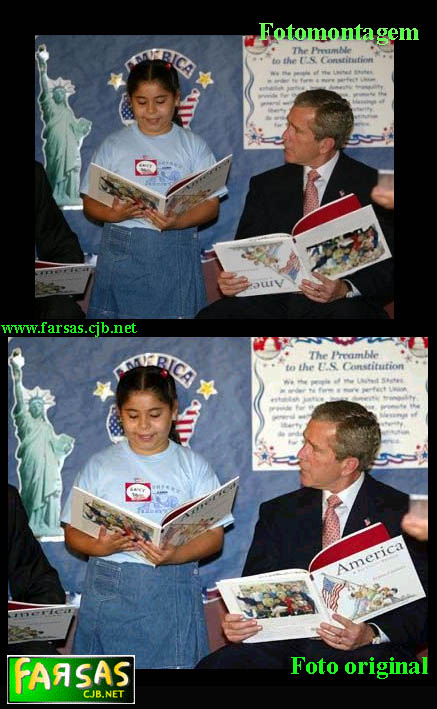 Bush com livro de cabeça pra baixo