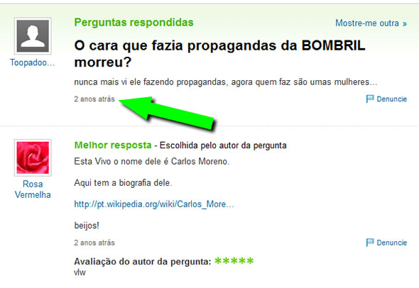 Boato já circulou pela rede em 2011. Reprodução: Yahoo! Respostas