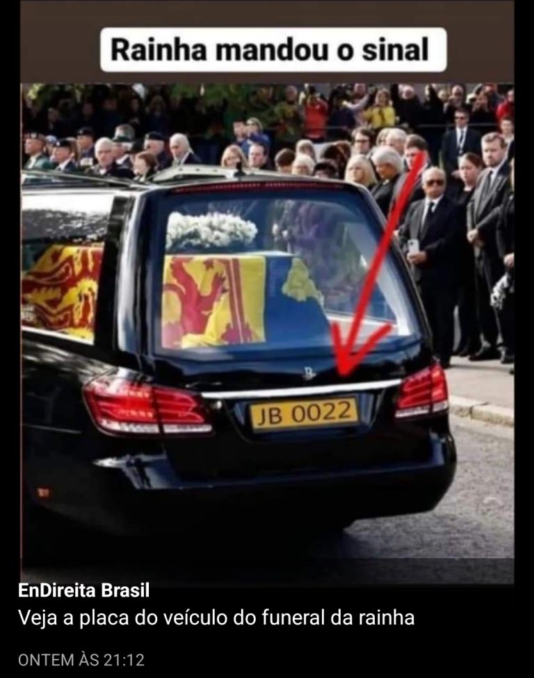 A placa do carro fúnebre da Rainha Elisabeth é ‘JB0022’?
