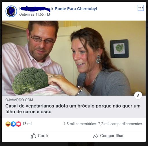 Um casal de vegetarianos adotou um brócolis no lugar de um filho de carne e  osso?