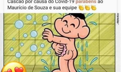 É verdade que o Cascão tomou banho pela primeira vez por causa do coronavírus? (imagem: Reprodução/WhatsApp)