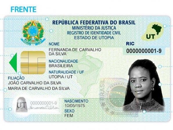 Novo documento de identidade, previsto para 2019 (foto: Divulgação/Ministério da Justiça)
