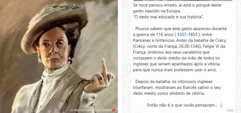O gesto do dedo do meio surgiu durante a Guerra dos Cem Anos?