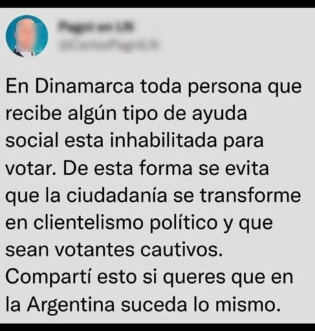 Quem recebe algum benefício do Governo na Dinamarca é proibido de votar?