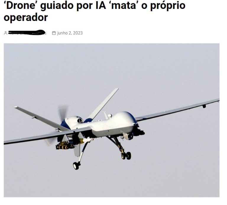 Um drone controlado por inteligência artificial matou seu operador humano para cumprir sua missão?