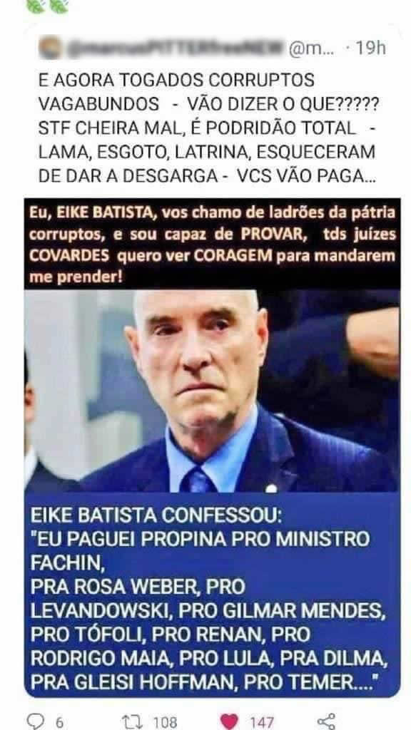 Eike Batista confessou ter pago propina para os ministros do STF e a vários políticos para não ser preso?