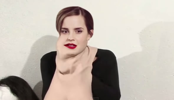 Emma Watson tira a máscara e vira outra atriz. Verdade ou farsa? (foto: Reprodução/YouTube)