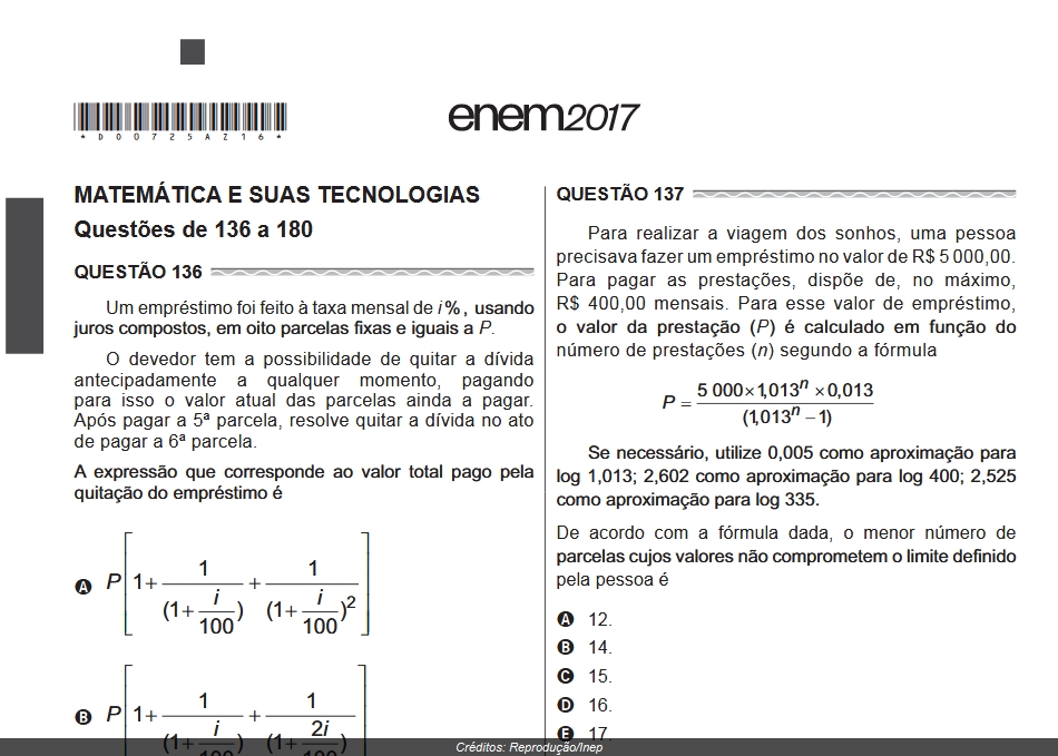 Modelo das Questões de Matemática do ENEM 