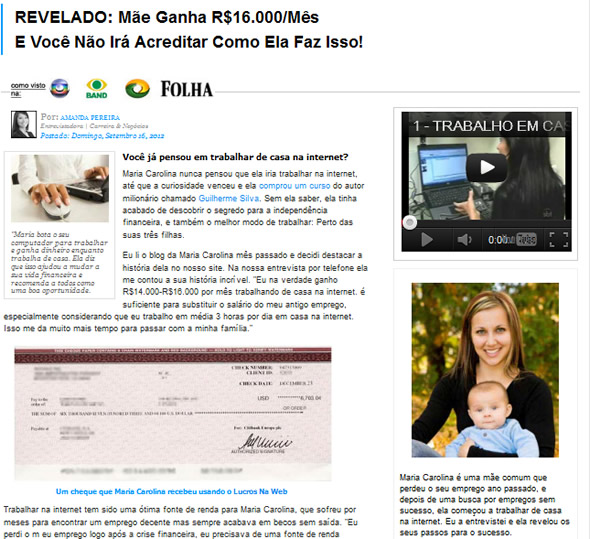 Mãe ganha 16.000 por mês trabalhando na web! Verdadeiro ou farsa?