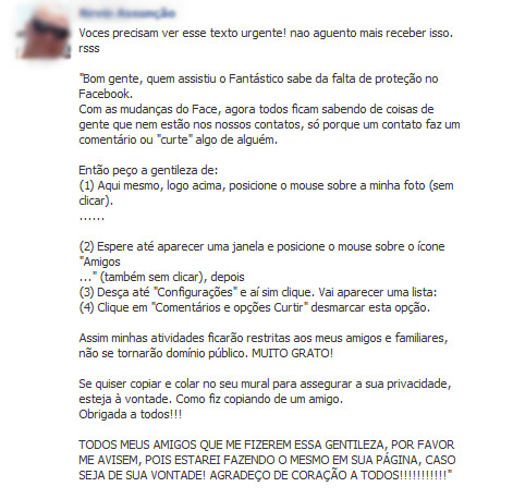 Procedimento do Facebook