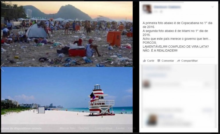 Fotos comparam lixo deixado no réveillon do Rio e Miami!