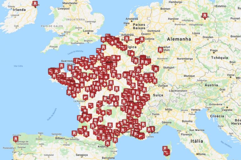 Mapa mostra ataques a igrejas católicas nos últimos 4 anos, na França?