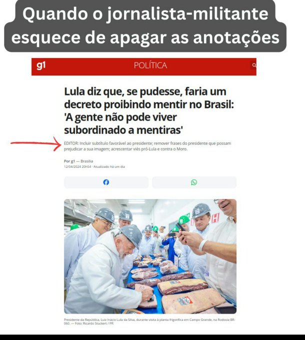 O G1 deixou vazar aviso para editor mudar subtítulo de manchete para beneficiar Lula?