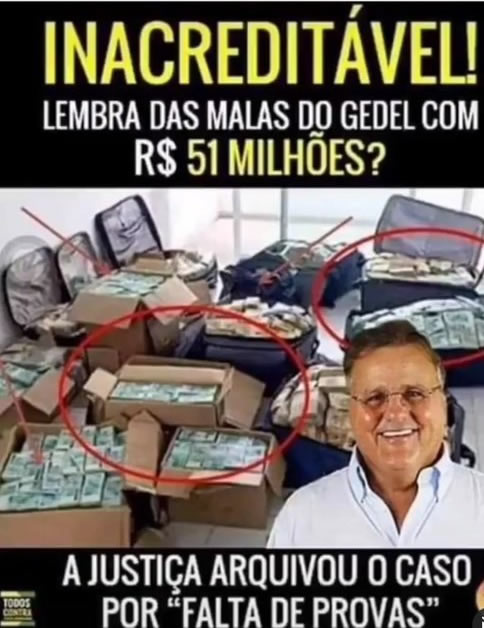 É verdade que o ex-deputado federal Geddel Vieira, do bunker da propina, foi absolvido por falta de provas?