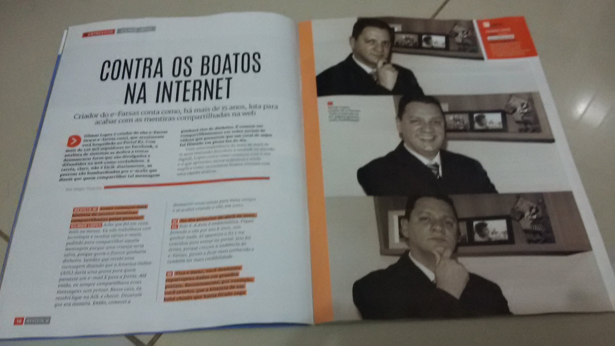Trecho da entrevista que Gilmar Lopes deu à Revista W! (foto: Gilmar Lopes) 
