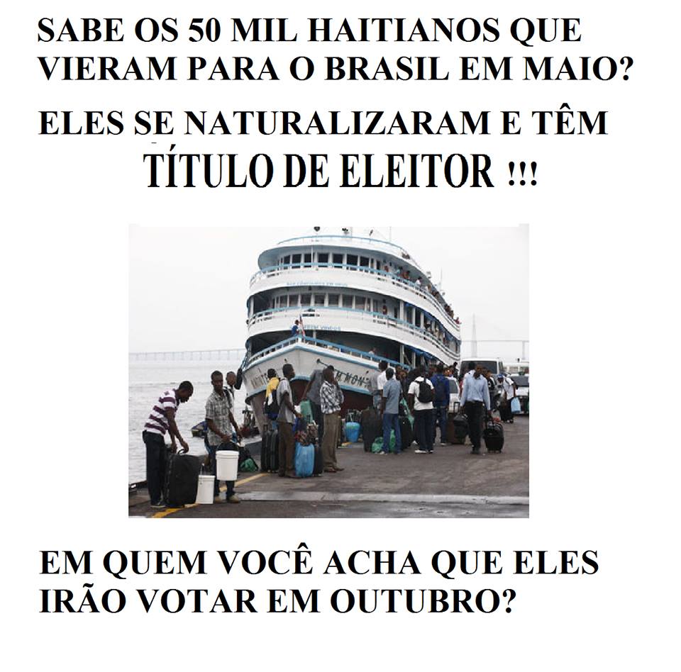 É verdade que o PT trouxe 50 mil haitianos para votar na Dilma?