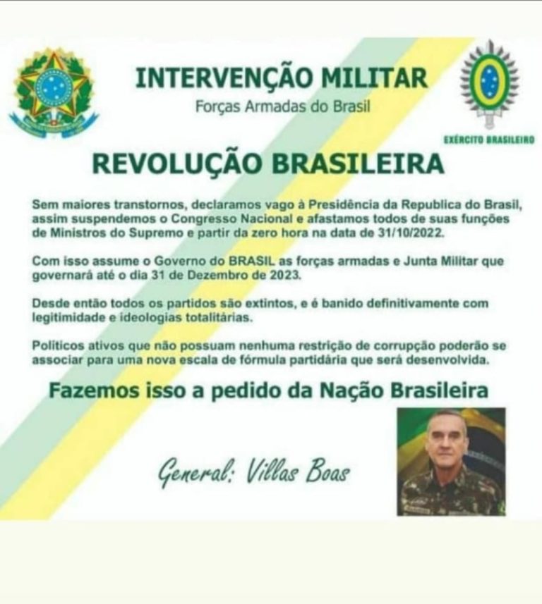 O general Villas Boas instituiu intervenção militar do Exército no Brasil?