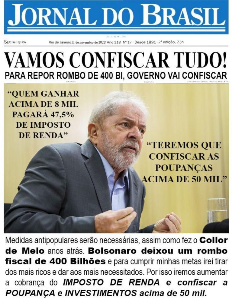 Lula vai confiscar o dinheiro das poupanças para cobrir rombo de 400 bilhões deixado por Bolsonaro?