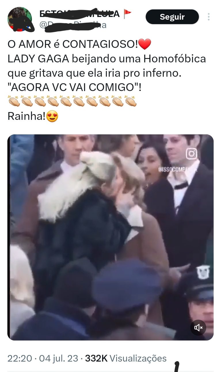 Lady Gaga beijou uma homofóbica que gritava que ela iria para o inferno?