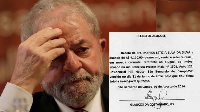Resultado de imagem para recibos de aluguel de Lula