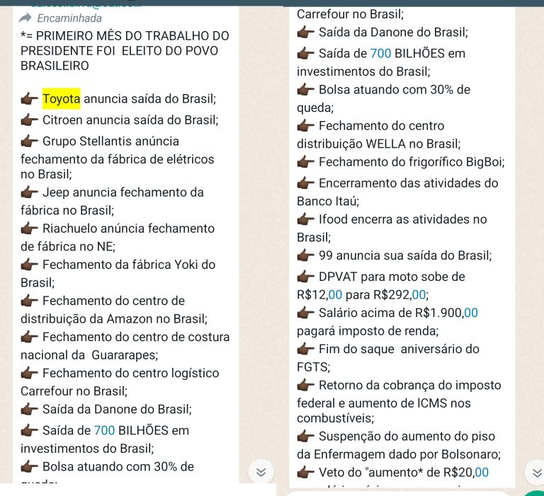 Corrente lista tudo de errado que Lula fez nos primeiros 30 dias de governo! Será verdade?