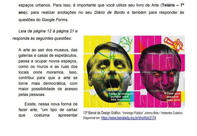 Material didático fez analogia ao presidente Jair Bolsonaro como estuprador e nazista?