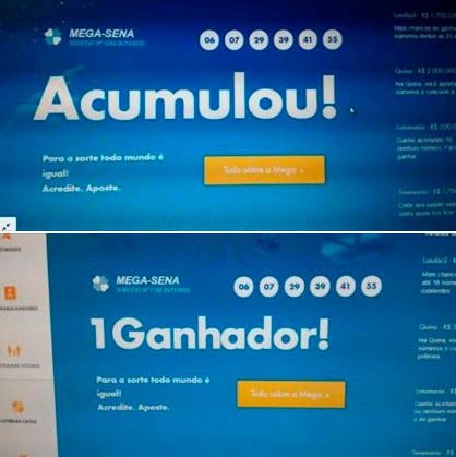 A Caixa mostrou 2 resultados para a Mega Sena 1764?