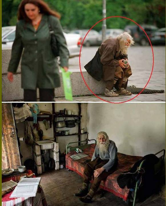 Dobri Dobrev, 98 anos, teria doado tudo o que conseguiu de esmolas para ajudar mosteiros e orfanatos! Será mesmo? (Fotos: Reprodução/Facebook)