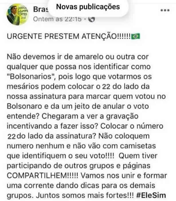 Mesários vão invalidar os votos de quem estiver de camisa amarela?