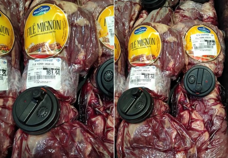 Carrefour colocou alarmes antifurto em embalagens de carne devido ao aumento dos preços?