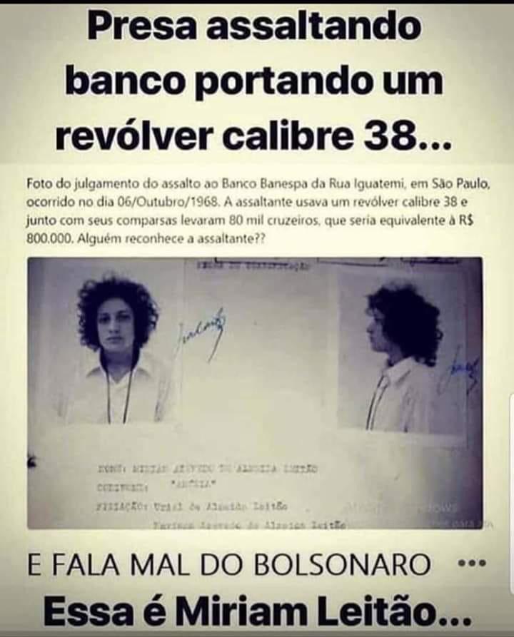 Miriam Leitão presa em 1968 por assalto ao Banespa?