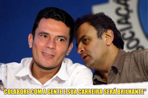 Aécio Neves é flagrado negociando com o juiz Sérgio Moro! Será verdade? (foto: Reprodução/Facebook)