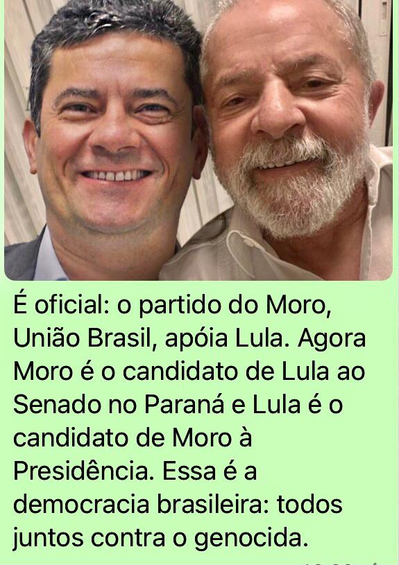 Sergio Moro tirou foto ao lado do Lula após seu partido declarar apoio à candidatura do ex-presidente?